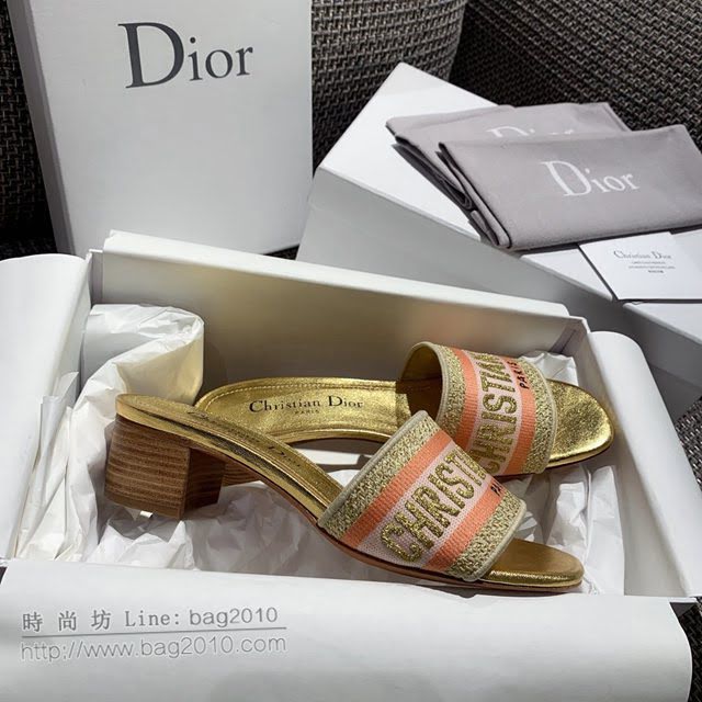 DIOR女鞋 迪奧2021專櫃新款磨砂新大底涼拖 Dior一字型刺繡平拖  naq1507